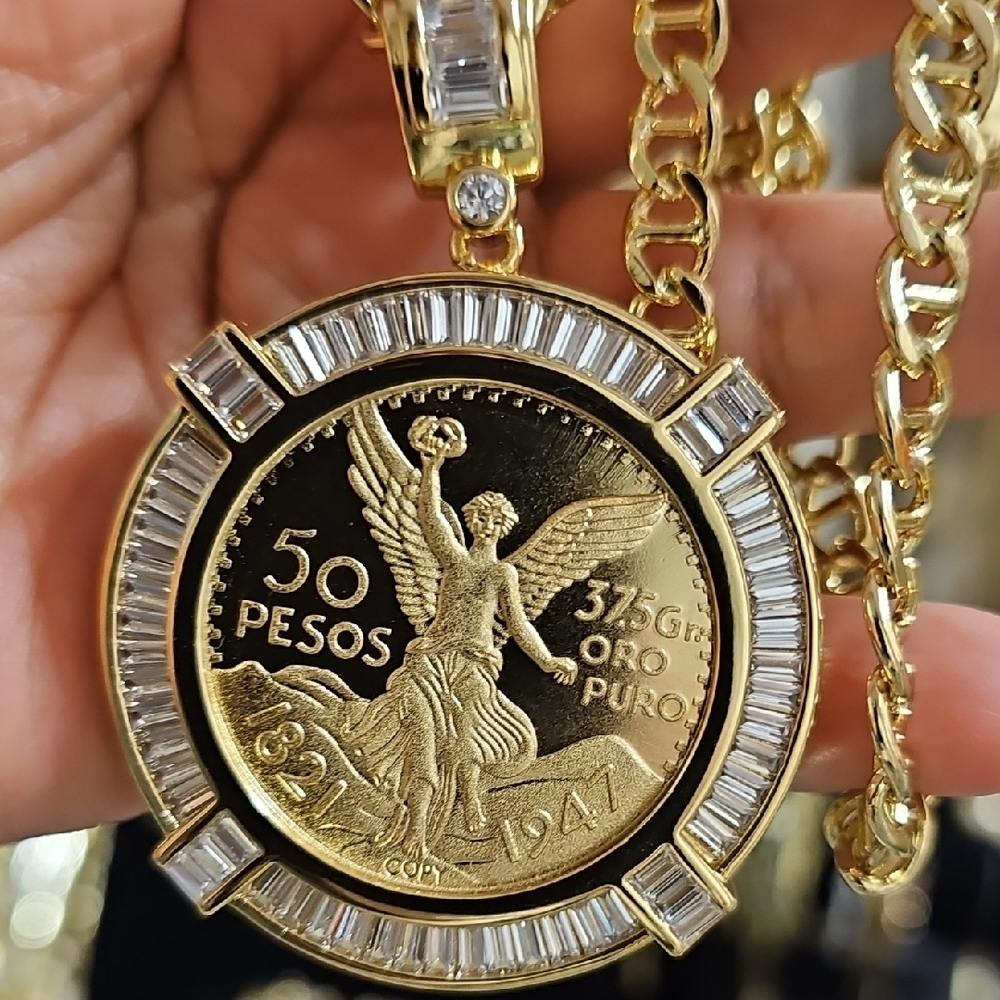 Gold and Silver Coin Pendant Necklace